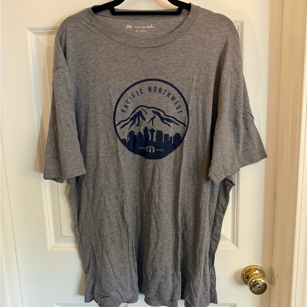 Travis Mathew Gray Tee with Blue Graphic